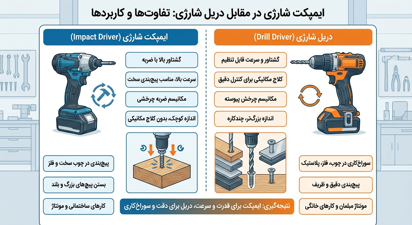 تفاوت ایمپکت با دریل شارژی